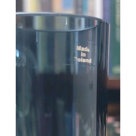 VTG Krosno Poland Blue Blown Glass Decanter Tumble Up Bedside Carafe Bubble MCM - Picture 8 of 16